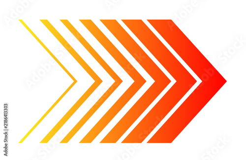 Orange and red chevron arrows isolated on transparent background