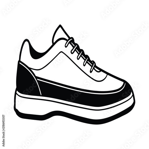 Sports Shoes Sneakers Black Icon Vector Illustration