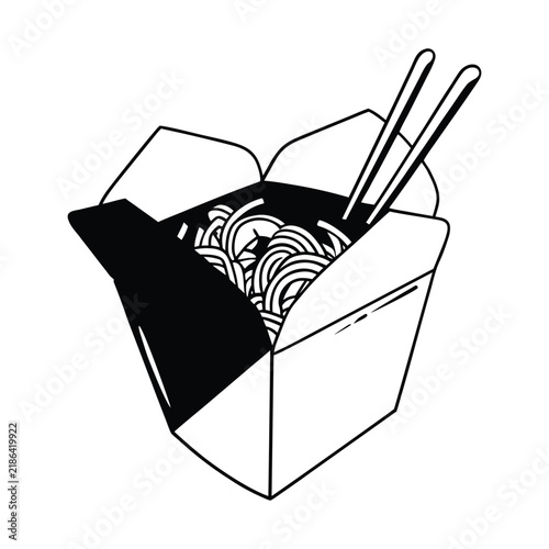 Asian Restaurant Wok Pan Emblem Vector Illustration