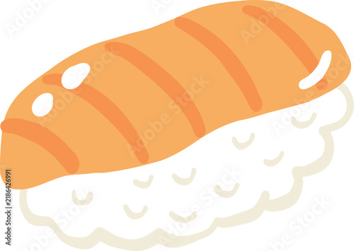 cute salmon fish sushi Japanese food vector cartoon illustration
