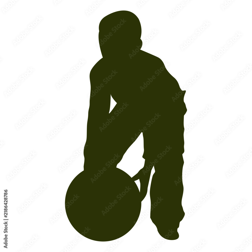 Fototapeta premium Boy picking ball silhouette