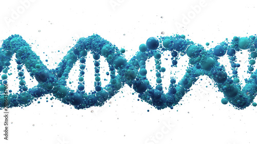 Colorful DNA Double Helix Made of Spheres. Molecular Genetics Visualization and 3D Science Concept