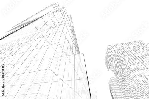 Architectural building abstract 3d illustration