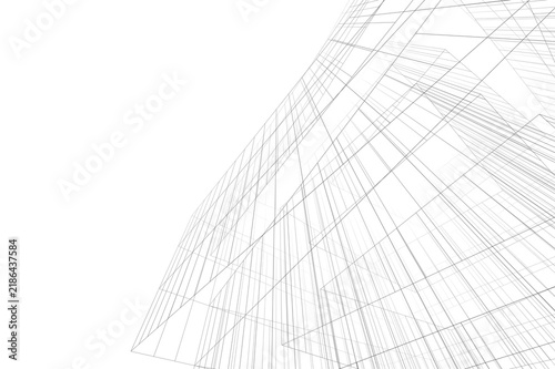 Architectural building abstract 3d illustration