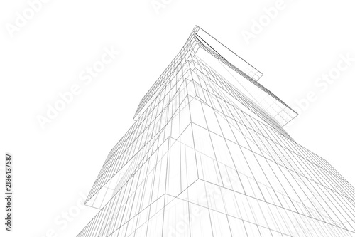 Architectural building abstract 3d illustration