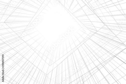 Architectural building abstract 3d illustration