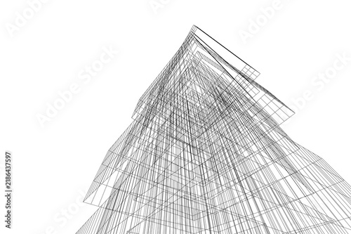 Architectural building abstract 3d illustration