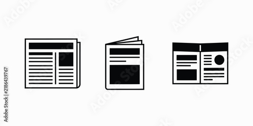 Newspaper reading, editorial, and newsletter line icon pack