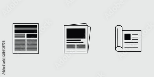 Digital journalism, newspaper press, and media blog icons