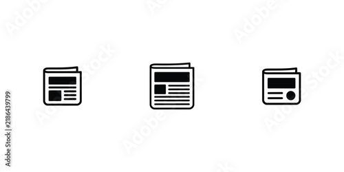 Daily newspaper and press media line icon set