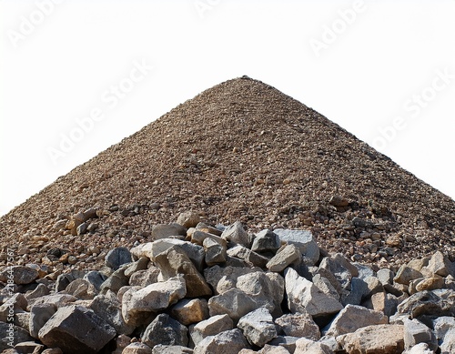 rocky rubble heap isolated a mound of rough hewn rocks and stones piled high