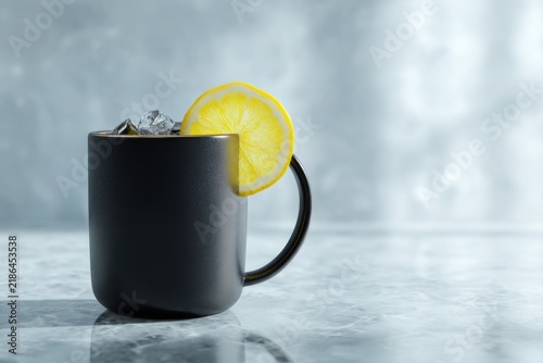 Matte black mug with lemon slice