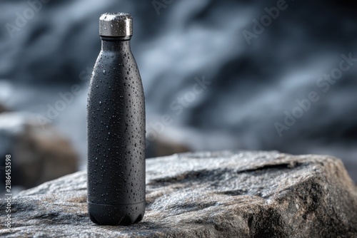 Matte black bottle condensation droplets