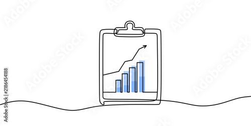 One Line Clipboard with Chart vector Illustration