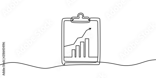One Line Clipboard with Chart vector Illustration