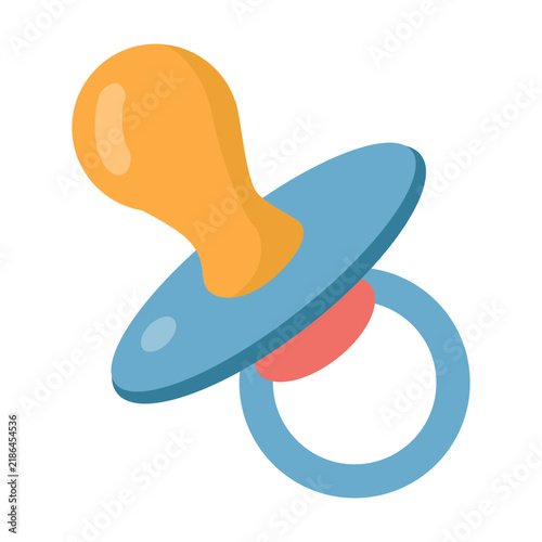 Cute Baby Pacifier with Blue Ring Vector
