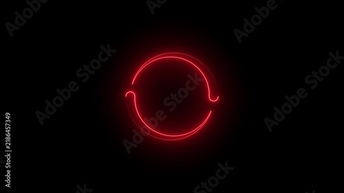 Red Glowing circle loading Loop Animation on Black Background