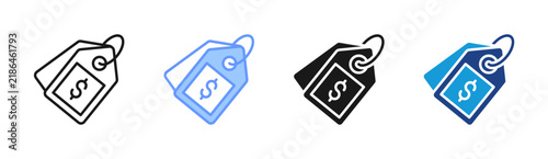 Price Tag icon set multiple style collection