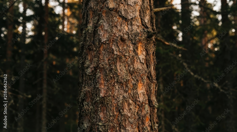 Fototapeta premium Close up of pine tree bark in forest