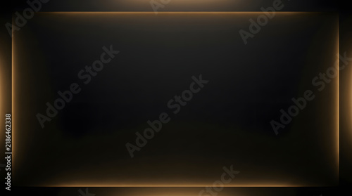 Abstract black and gold glow background, blurred vintage film frame, cinematic lighting, elegant luxury border, dark moody atmosphere, soft focus, empty space for text