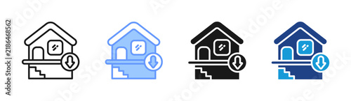 Basement icon set multiple style collection