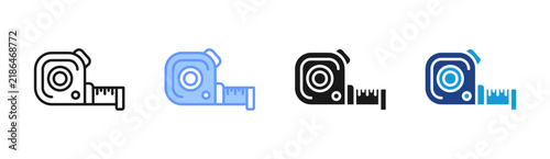 Photography Tape Measure icon set multiple style collection