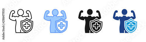 Foto Strong Immunity icon set multiple style collection
