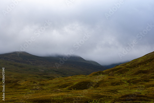 Obraz na plátne Misty Highland Landscape in Scotland, UK.