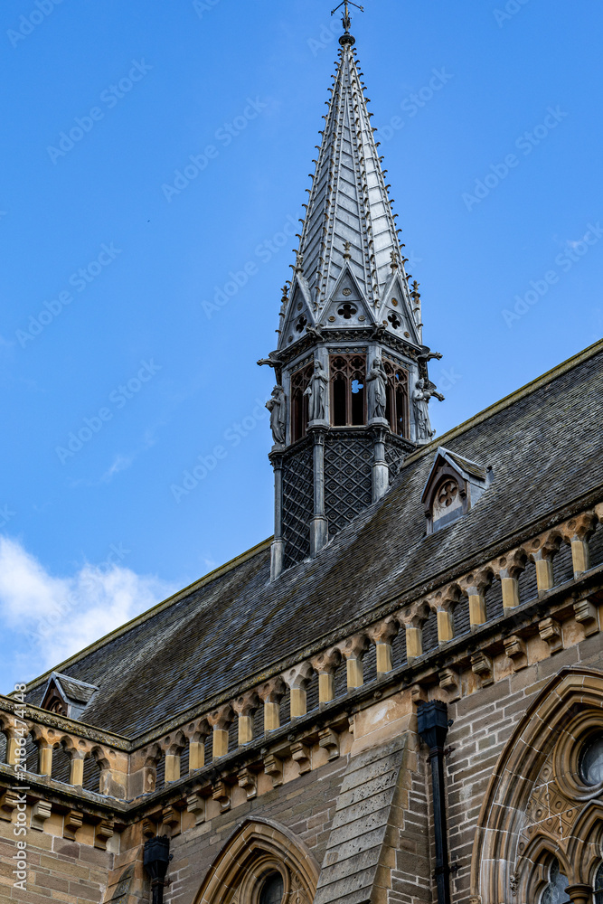 Fototapeta premium Gothic Church Steeple Architecture in Dundee, Scotland, UK.