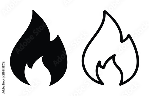 Black Fire Flame Campfire Burn Energy Vector Icon Set Graphic Illustration for Hot Heat Power Gas Interface Symbol Fire Flame Campfire Heat Energy