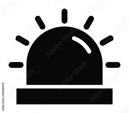 Black Emergency Siren Alarm Light Vector Icon Graphic Illustration for Security Alert Warning Safety Signal Interface Element Siren Alarm Light Security Warning