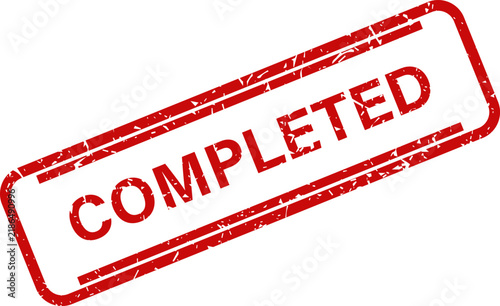 Completed red rubber stamp seal with grunge texture for business document verification mark