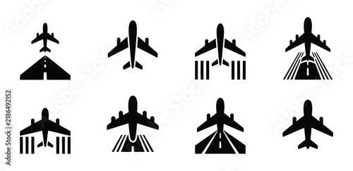 Modern airplane icons set for aviation travel symbols