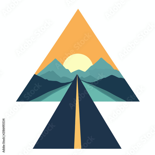 Mountain road sunrise abstract landscape
