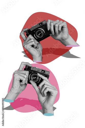 Fotografie Composite trend artwork 3D sketch image photo collage of human hands incognito a