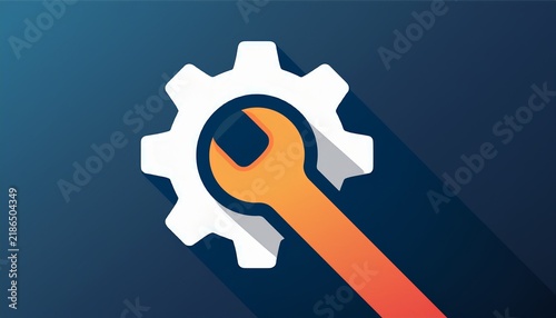 abstrac repair logo design with gear and wrench mechanic design