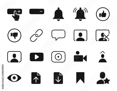 Social media engagement icons set for digital content creators