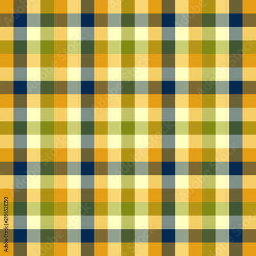 Vintage Checkerboard Pattern in Mustard Yellow Navy Blue and Green
