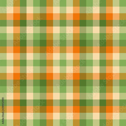 Natural Vintage Checkerboard Pattern in Olive Green and Burnt Orange