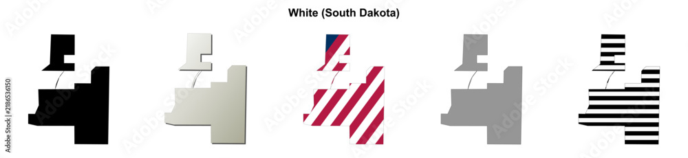 Obraz premium White (South Dakota) blank outline map set