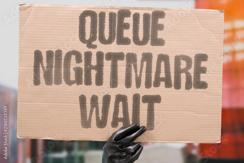 Canvastavla "Queue Nightmare Wait" Endless line creates frustration and time management crisis