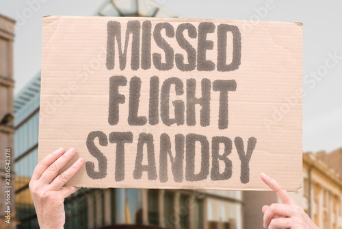 Fotografie "Missed Flight Standby" Overbooked flight left passenger at gate despite valid ticket and timely arrival