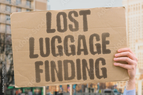 Konstfotografi "Lost Luggage Finding" Passenger's suitcase disappeared during layover navigation through unfamiliar airport layout