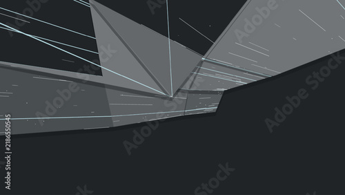 Abstract futuristic architectural structure with geometric perspective lines and copy space
