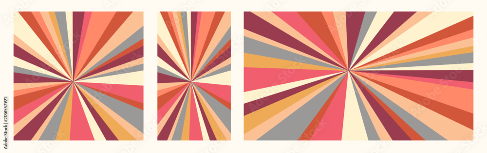 Obraz premium Vintage Pop Art Sun Ray Background Set in Square Portrait and Landscape Formats