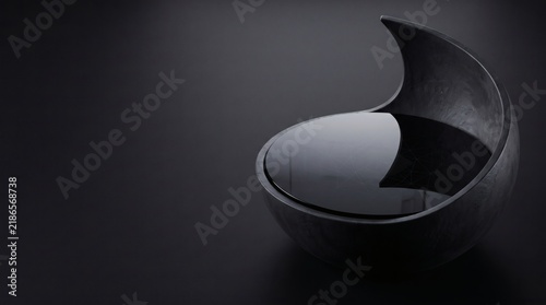 Minimal dark 3D technology background symbolizing confidential computing, secure data enclaves, zero-trust security and protected enterprise infrastructure with copy space.