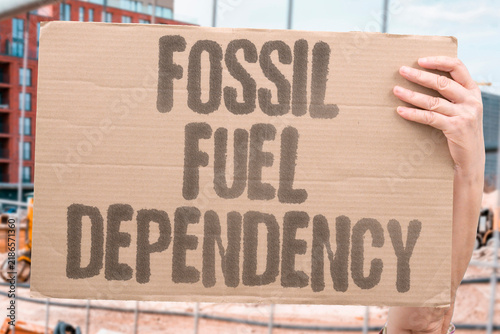 Konstfotografi "Fossil fuel dependency" Reliance on carbon-intensive energy creating environmental degradation imperatives
