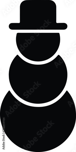 Silhouette snowman icon wearing a top hat for winter holiday seasonal design Vector