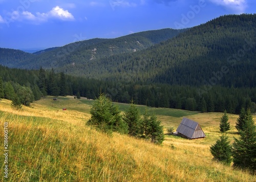 Summer view of the mountain landscape in the Tatra Mountains, Poland.
