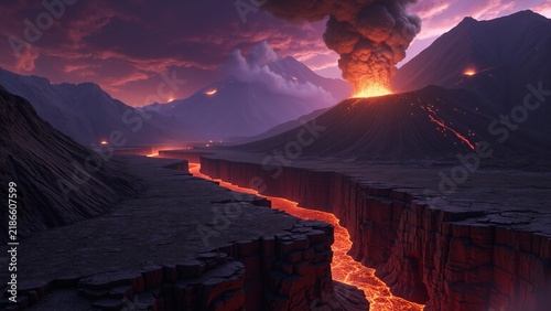 Obraz na płótnie Voxel Volcano Landscape